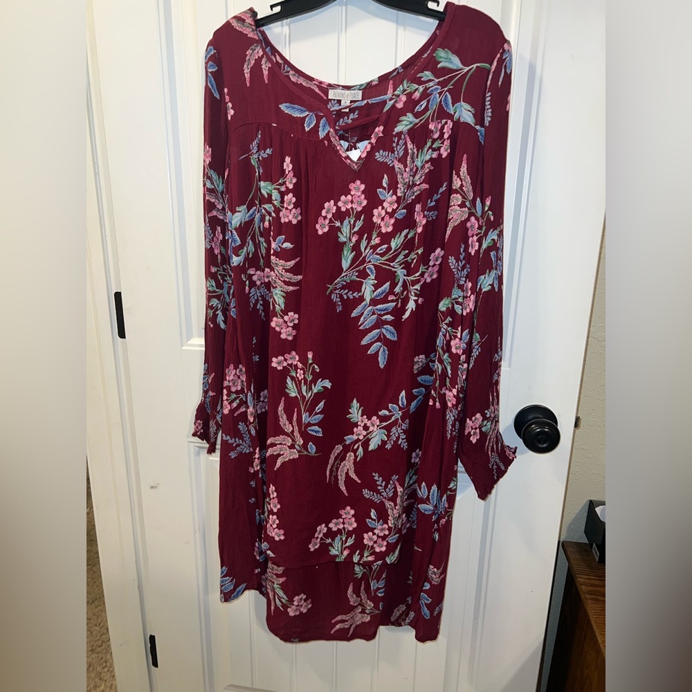 Ladies medium long sleeve burgundy dress new with tags